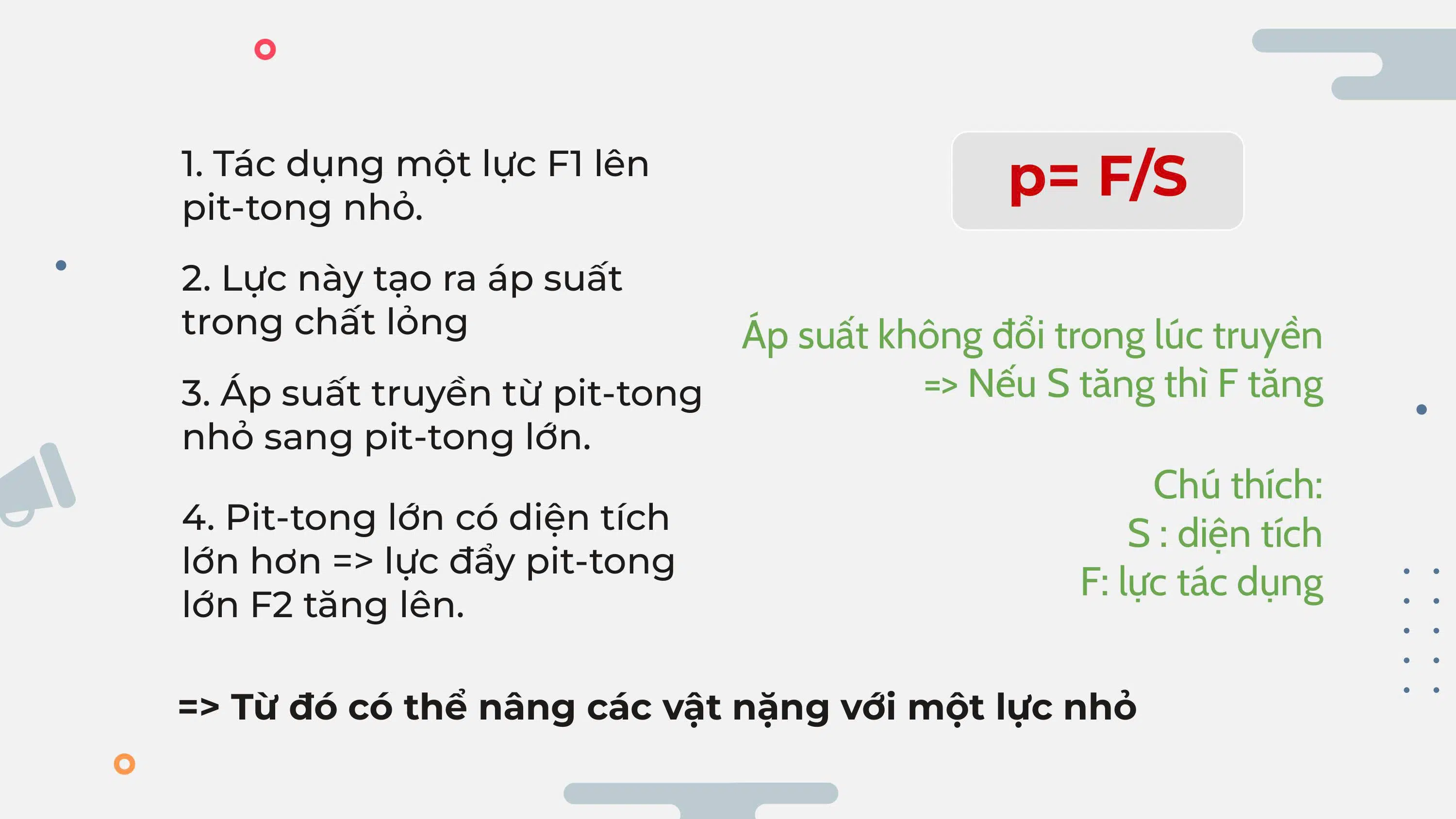 Định luật Pascal - phiên bản HỆ THỰC HÀNH