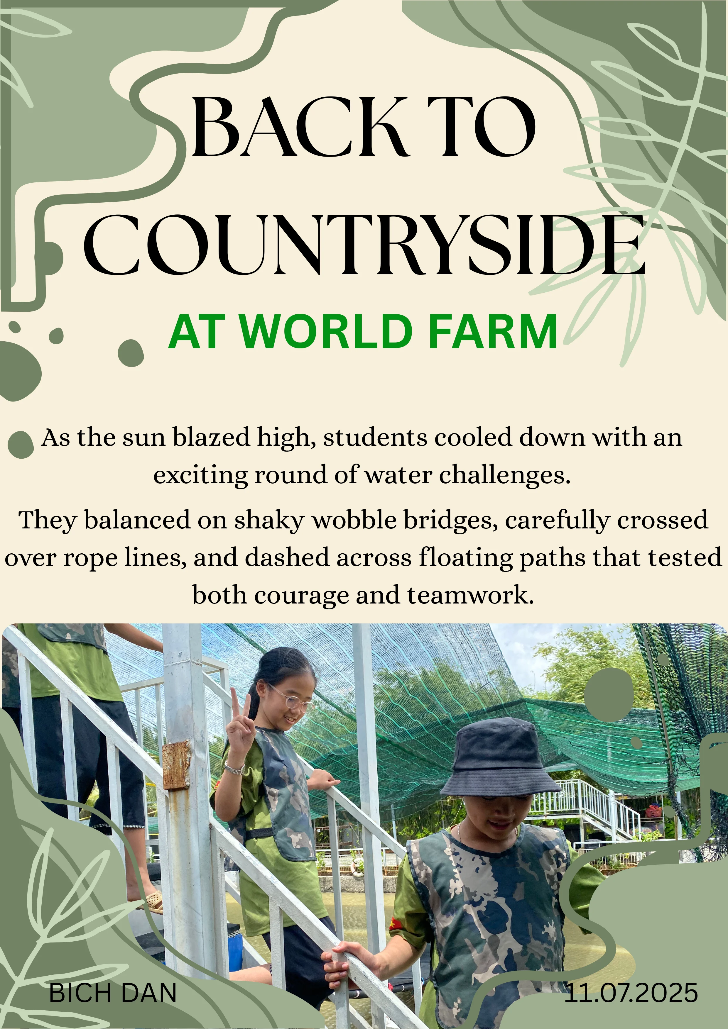 Water games and water obstacles at world farm