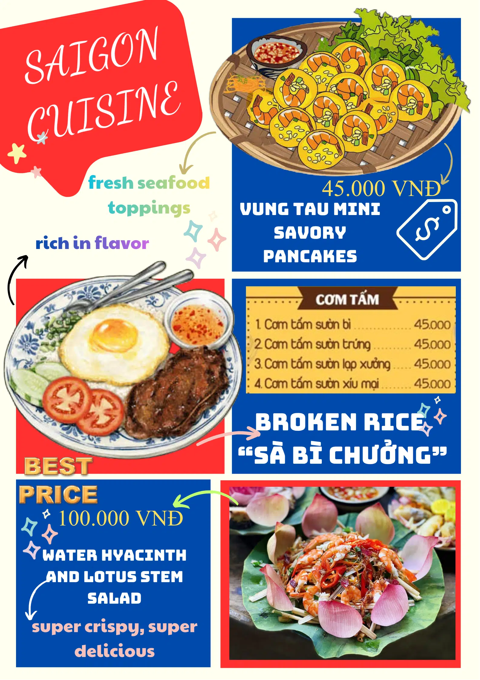 Saigon Cuisine: fresh seafood toppings and rich in flavor