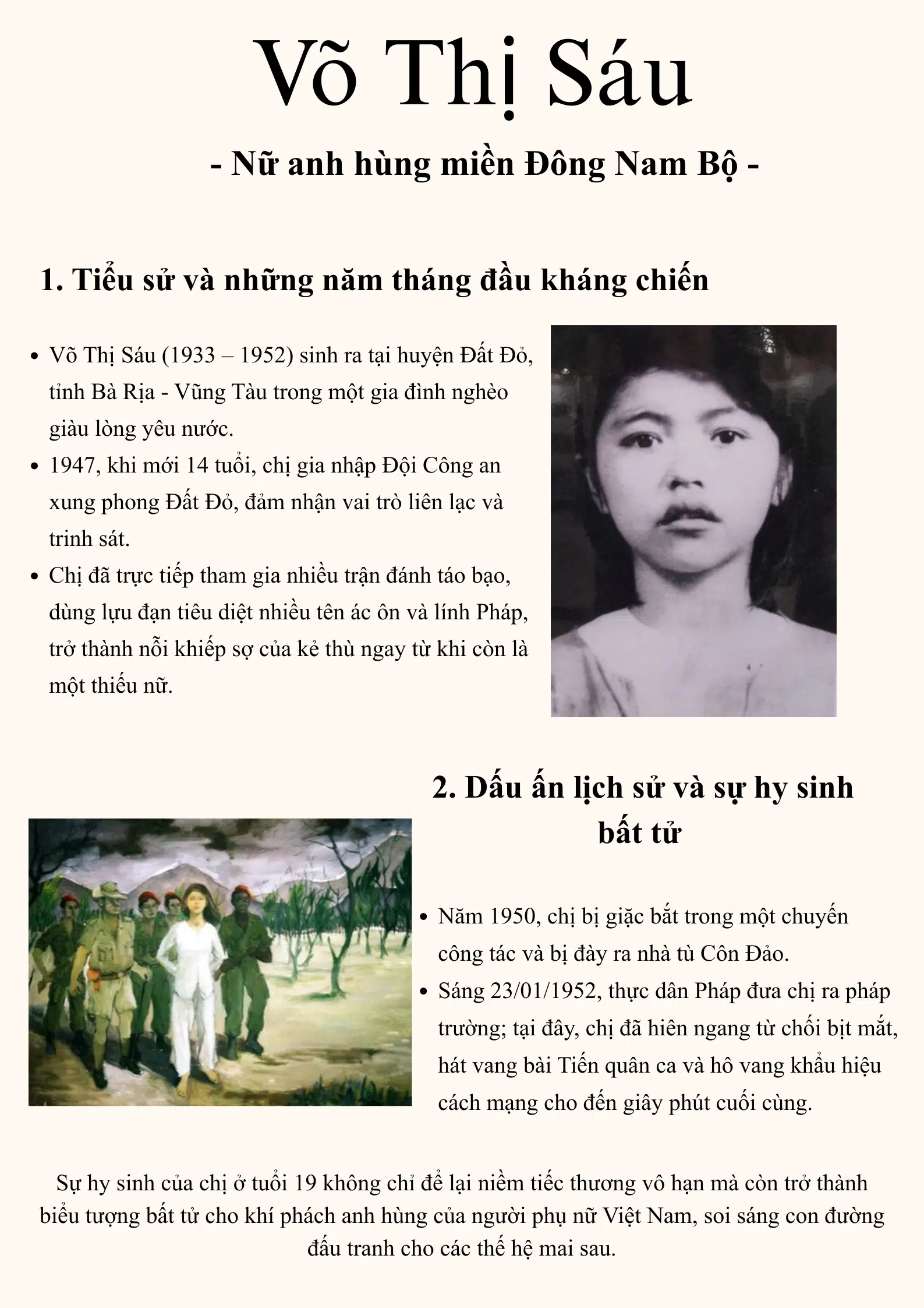 Chị Võ Thị Sáu – Nữ anh hùng miền Đông Nam Bộ