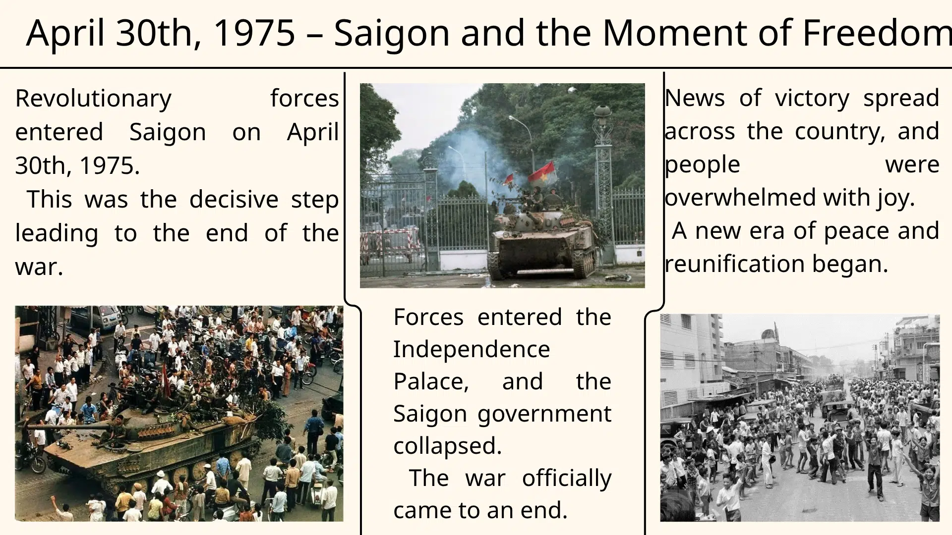 April 30th, 1975 – Saigon and moment of freedom