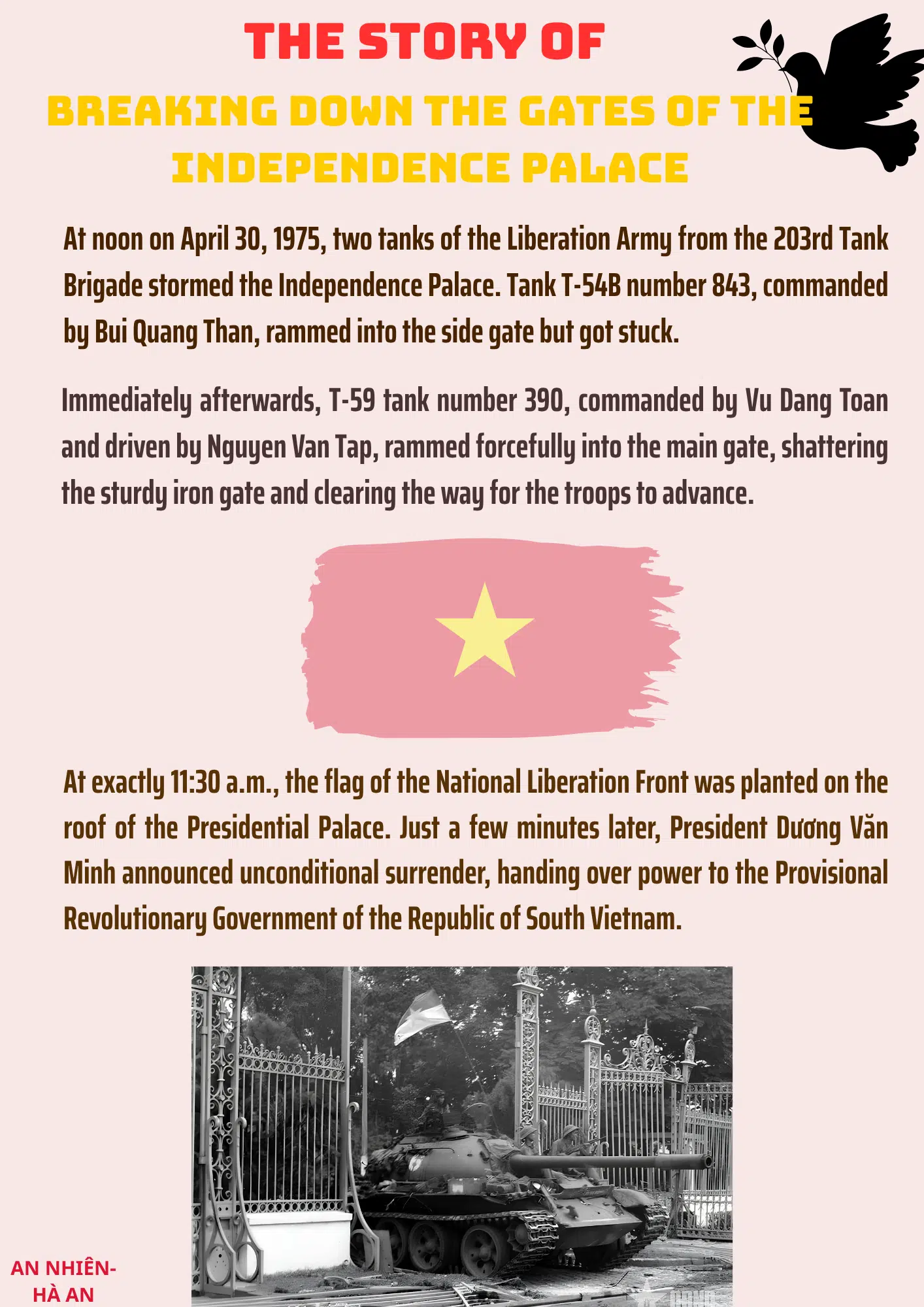 The story of breaking down the gates of the Independence Palace