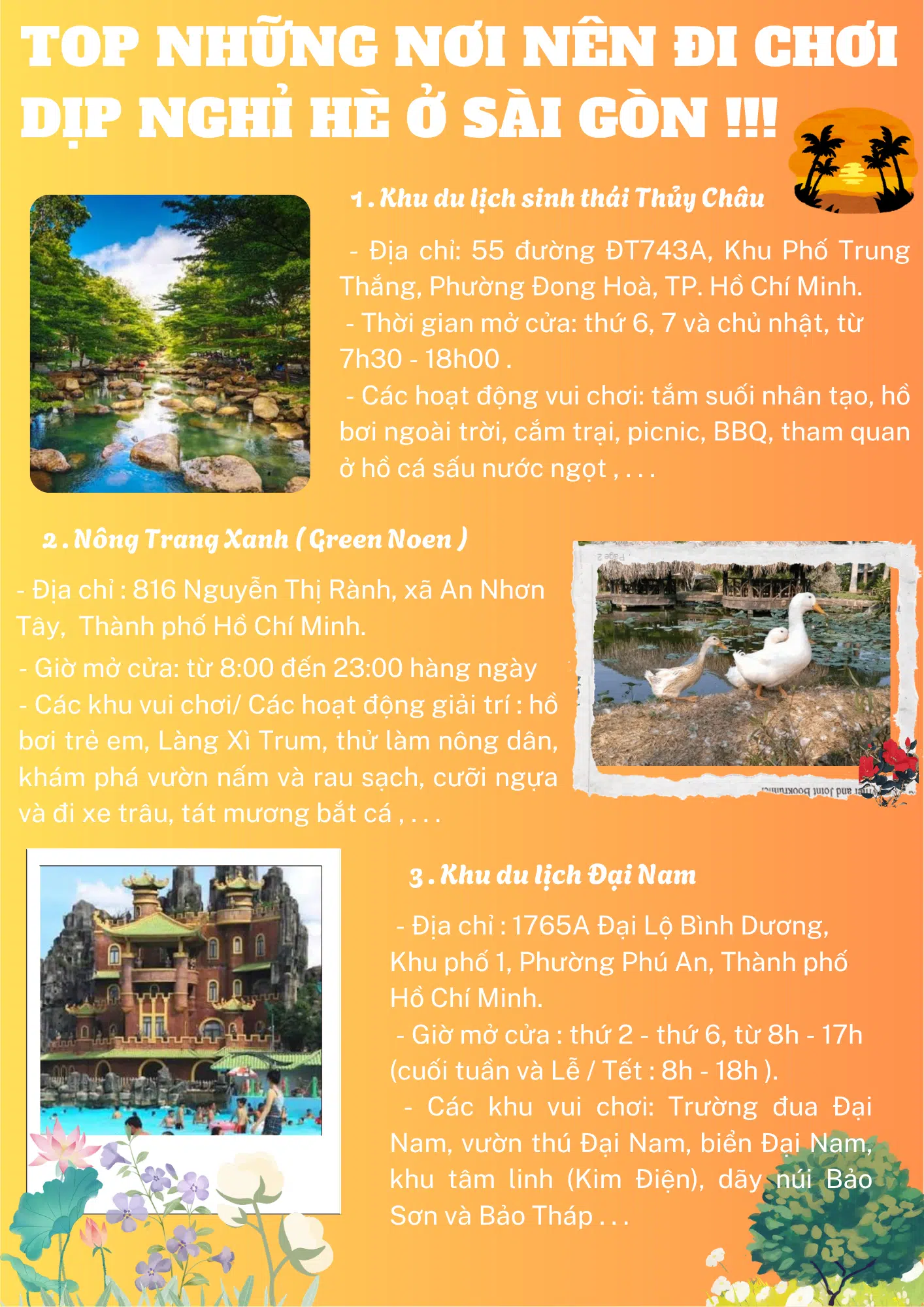Top những nơi nên đi chơi dịp nghỉ hè ở Sài Gòn!!!