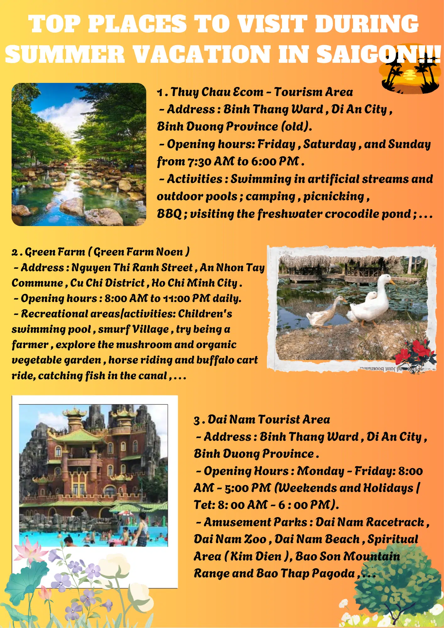 Top places to visit during summer vacation in Saigon!!!