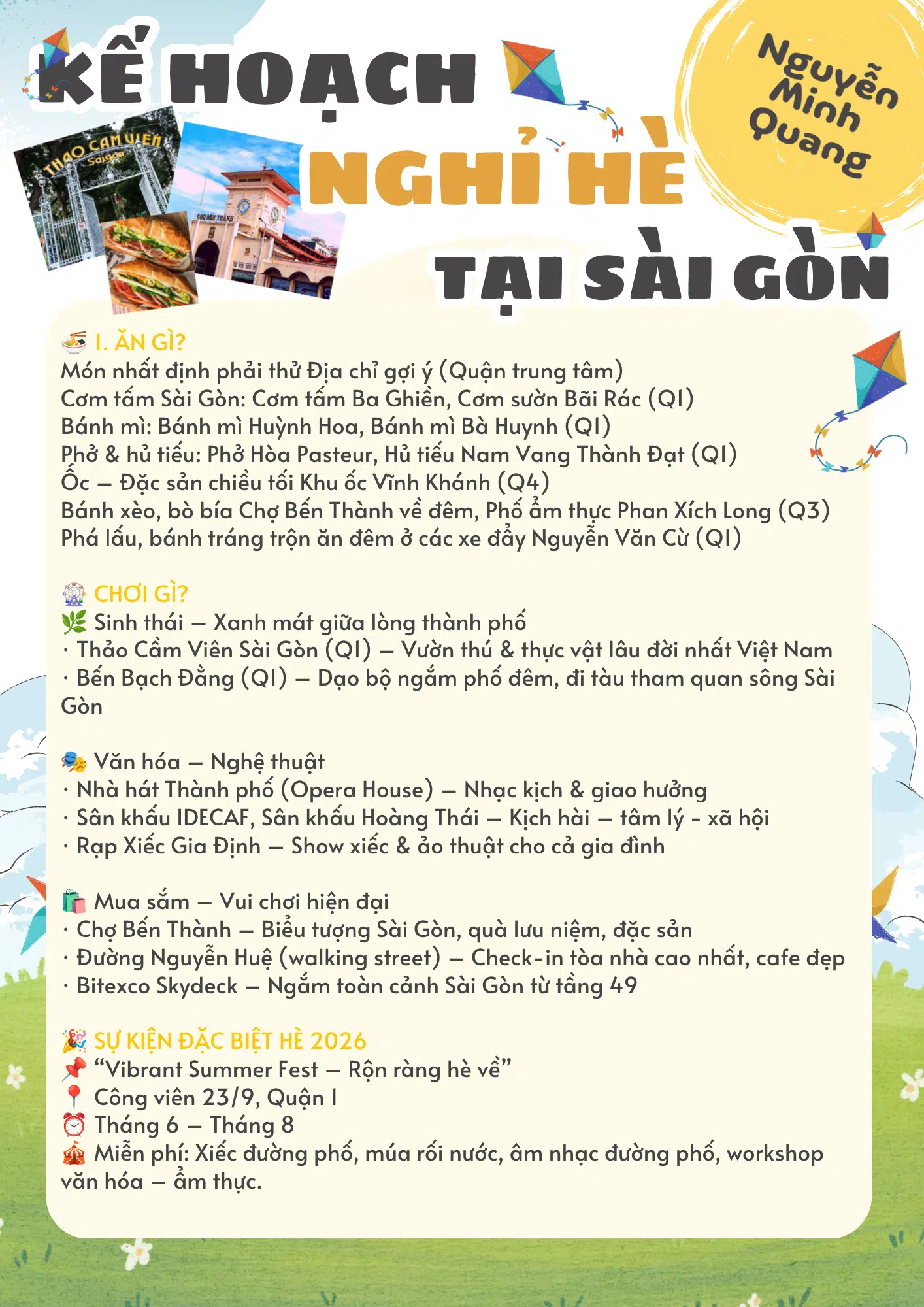 Kế hoạch nghỉ hè tại Sài Gòn