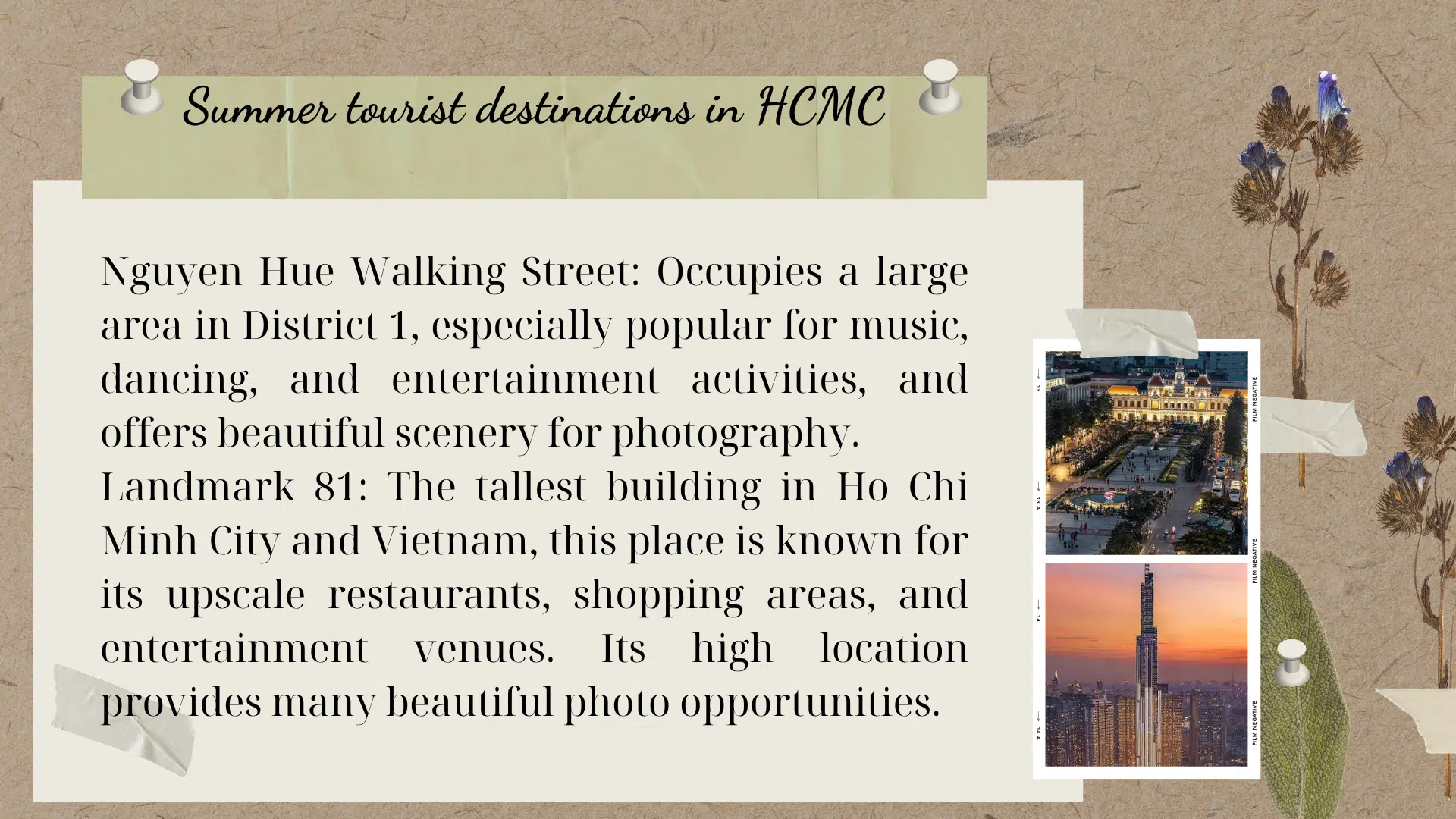 Summer tourist destinations in HCMC